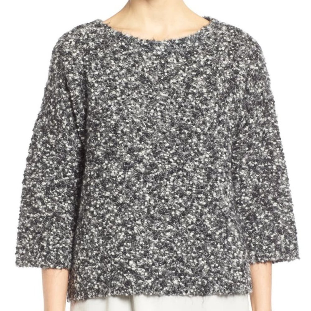Eileen Fisher Wool & Mohair Textured Crop Sweater - Picture 1 of 5